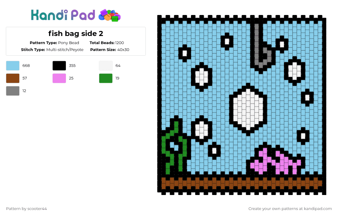 fish bag side 2 - Pony Bead Pattern by scooter44 on Kandi Pad - light blue,cute,fish,blue,orange,popular,adorable,bag