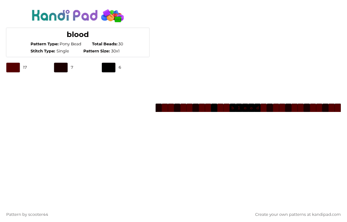 blood - Pony Bead Pattern by scooter44 on Kandi Pad - black,brown,red,dark red,popular,scary,halloween,blood