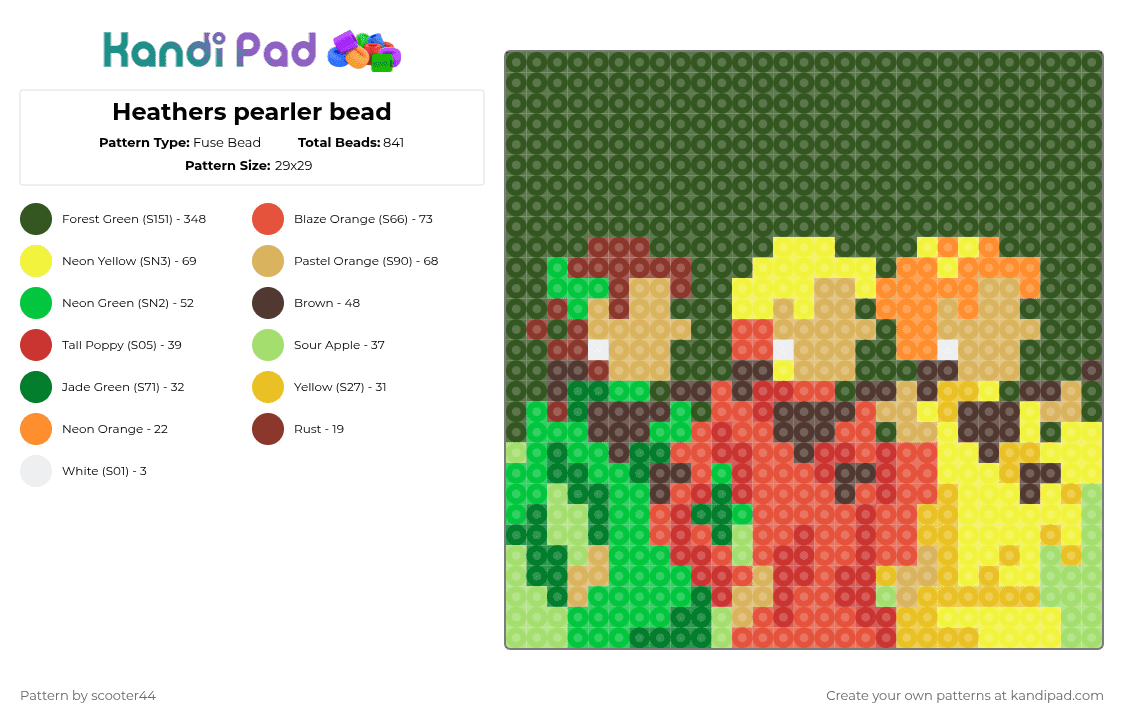 Heathers pearler bead - Fuse Bead Pattern by scooter44 on Kandi Pad - gold,red,cotdmusicals,heathers,yellow,green,musicals,pearler beads,popular