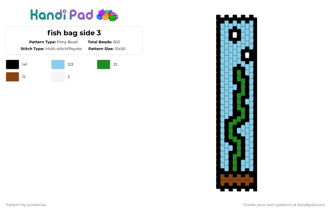 fish bag side 3 - Pony Bead Pattern by scooter44 on Kandi Pad - light blue,fish,bag,blue,orange,green,popular,cute,easy