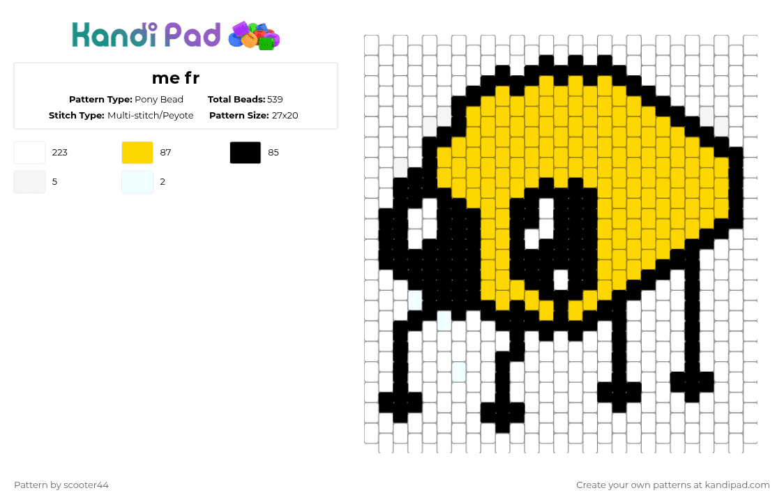 me fr - Pony Bead Pattern by scooter44 on Kandi Pad - white,yellow