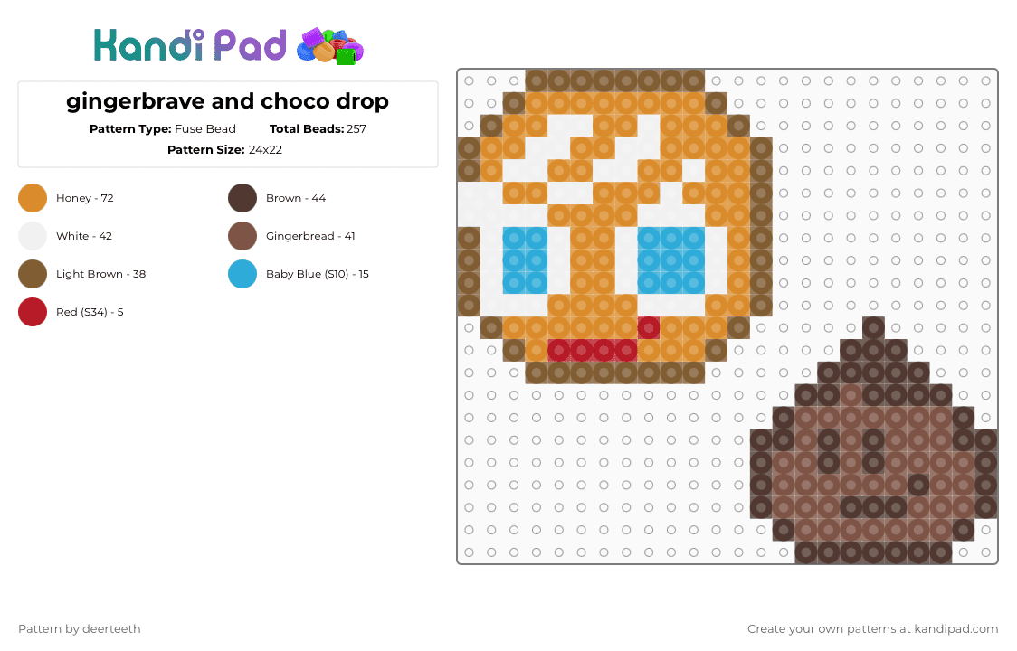 gingerbrave and choco drop - Fuse Bead Pattern by deerteeth on Kandi Pad - tan,orange,brown,cookie run,ovenbreak,gingerbrave,brave cookie,choco drop,crk,cookie run kingdom