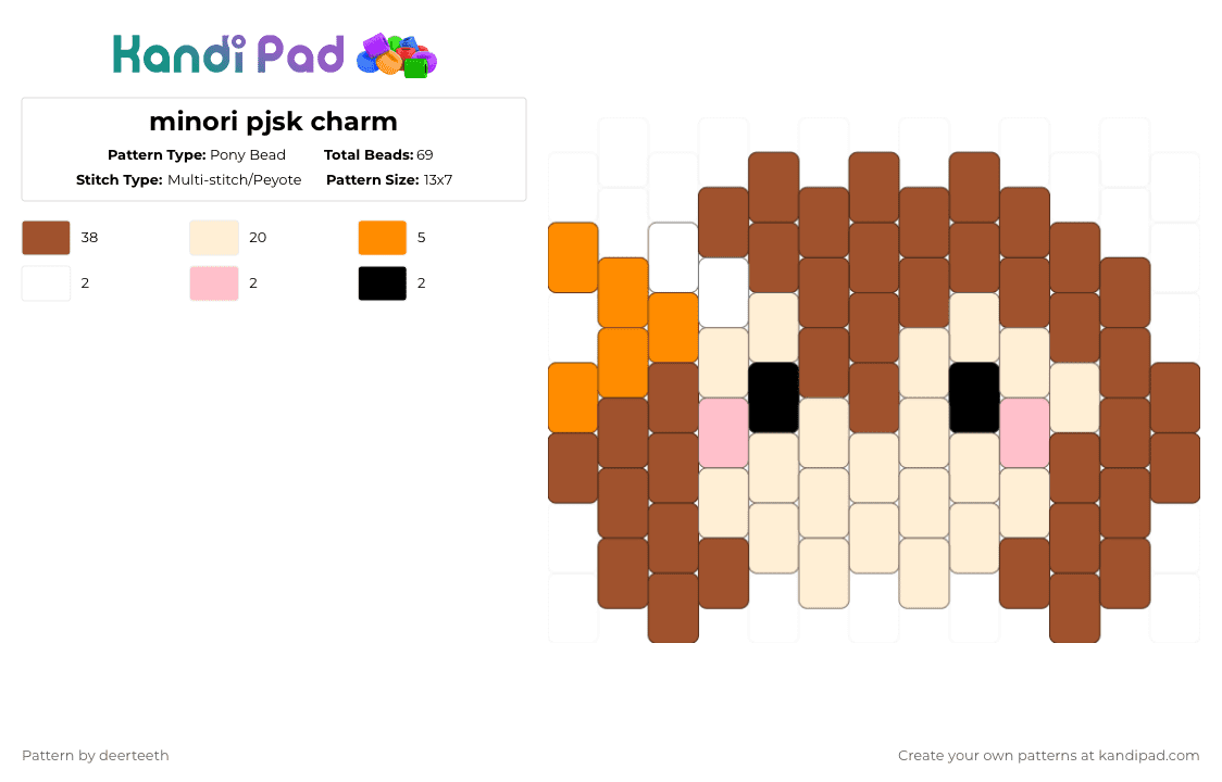 minori pjsk charm - Pony Bead Pattern by deerteeth on Kandi Pad - red,beige,pjsk,project sekai,minori hanasato,more more jump