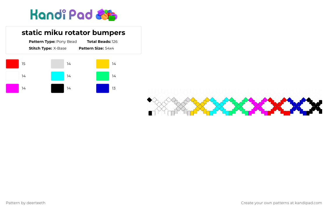 static miku rotator bumpers - Pony Bead Pattern by deerteeth on Kandi Pad - light blue,pink,purple,colorful,static,miku,vocaloid,music