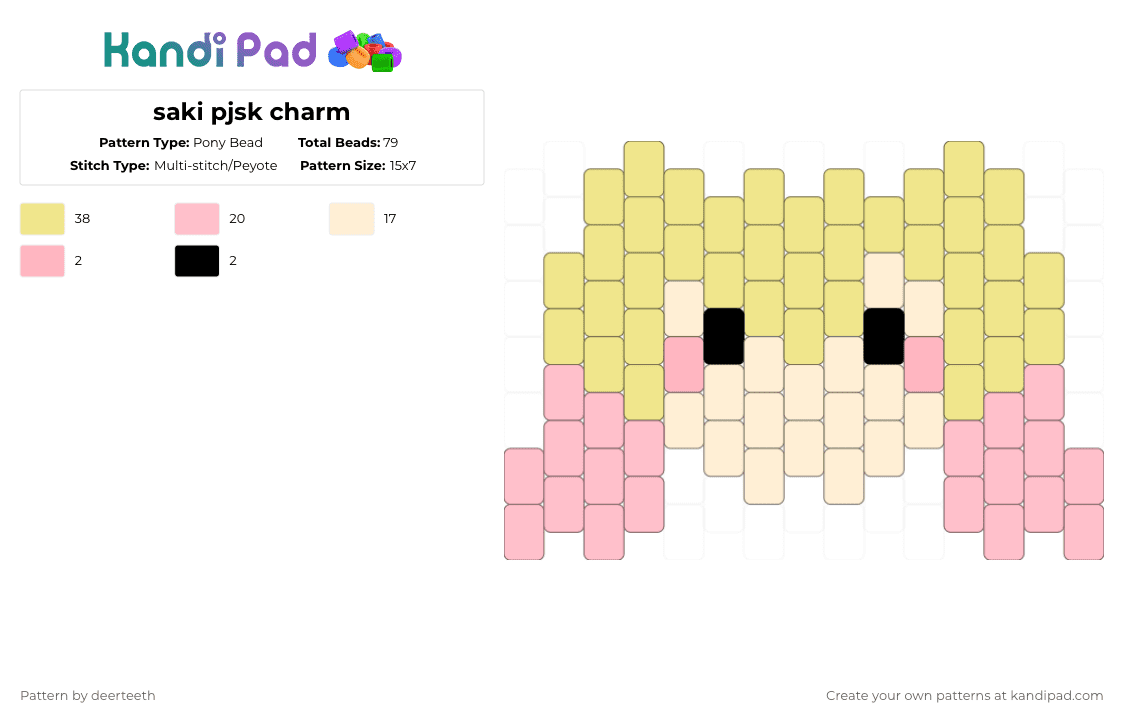 saki pjsk charm - Pony Bead Pattern by deerteeth on Kandi Pad - pjsk, project sekai, yellow