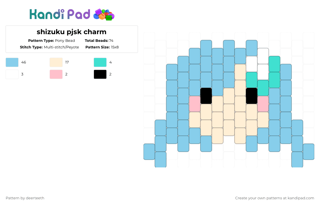 shizuku pjsk charm - Pony Bead Pattern by deerteeth on Kandi Pad - light blue,pjsk,shizuku hinomori,project sekai