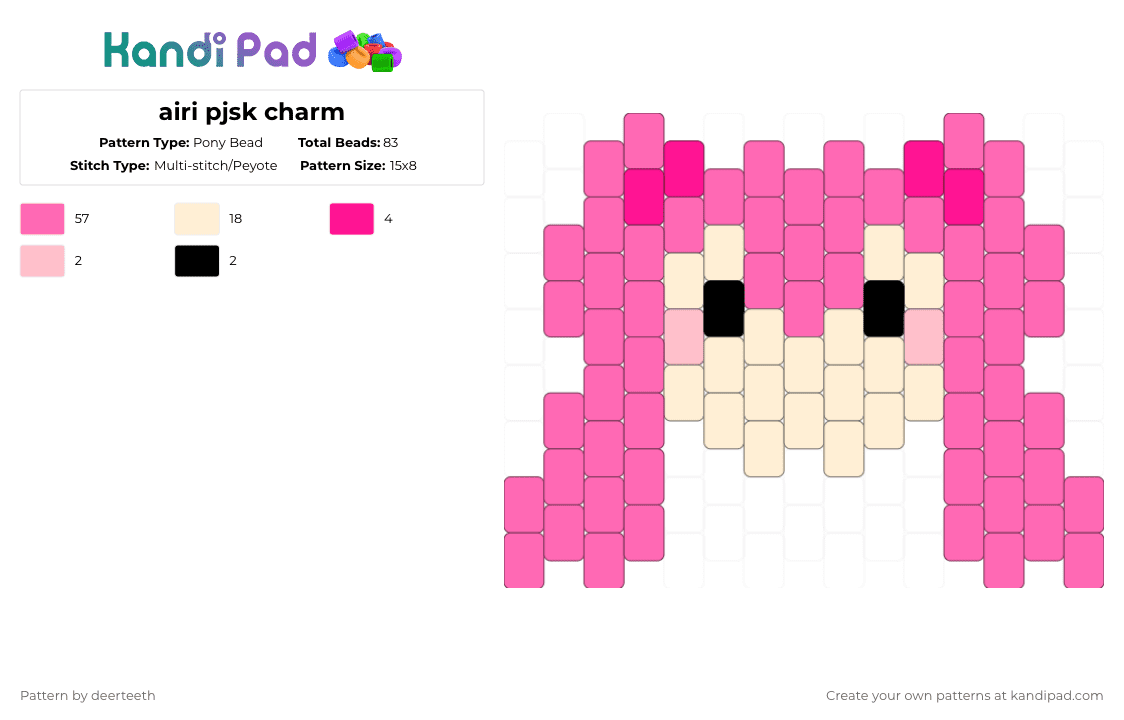 airi pjsk charm - Pony Bead Pattern by deerteeth on Kandi Pad - pink,airi momoi,project sekai,pjsk,more more jump