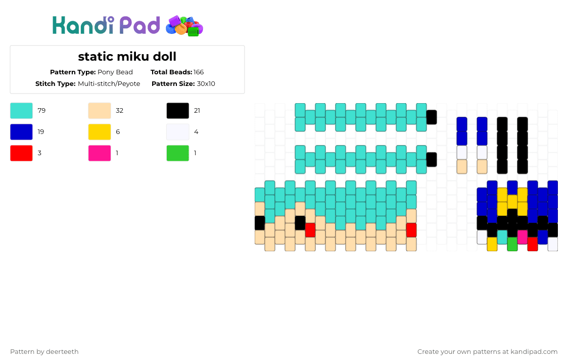 static miku doll - Pony Bead Pattern by deerteeth on Kandi Pad - beige,light blue,purple,miku,hatsune miku,static,flavor foley,music,vocaloid