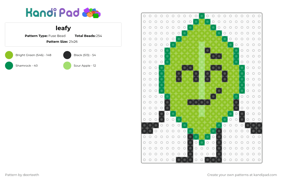 leafy - Fuse Bead Pattern by deerteeth on Kandi Pad - green,bfdi,bfb,battle for dream island,osc