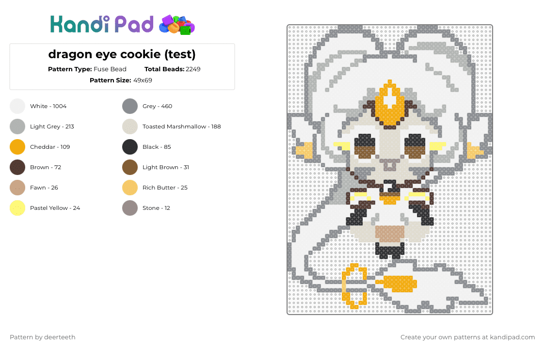 dragon eye cookie (test) - Fuse Bead Pattern by deerteeth on Kandi Pad - cookie,game,cartoon,anime,eye,food,gaming,video game,white,beige,gray,cookie run,cookie run ovenbreak,ovenbreak,dragon eye cookie