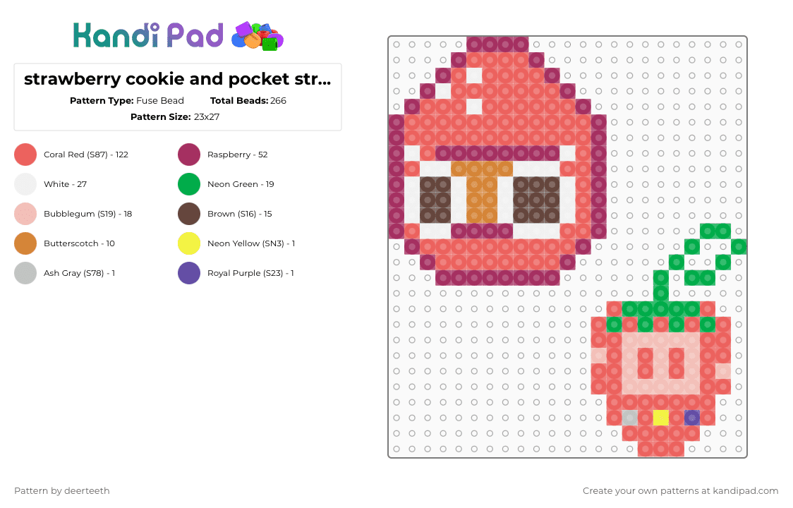 strawberry cookie and pocket strawberry - Fuse Bead Pattern by deerteeth on Kandi Pad - pink,red,cookie run,ovenbreak,crk,cookie run kingdom,strawberry cookie,pocket strawberry