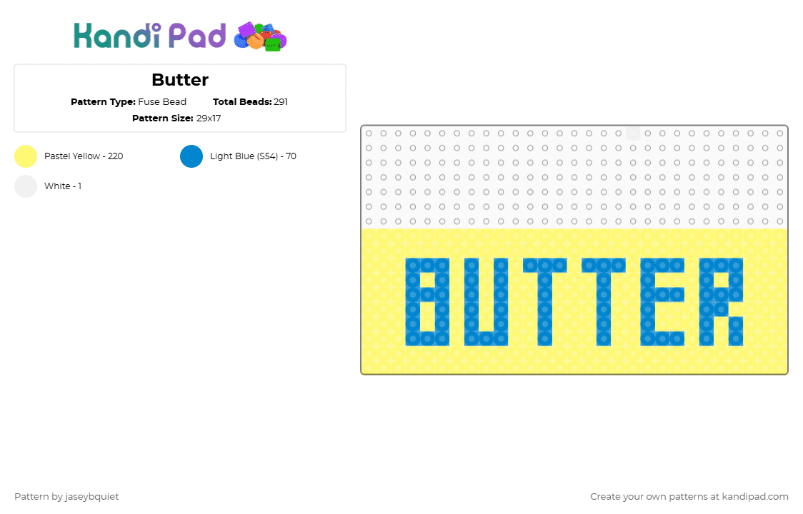 Butter - Fuse Bead Pattern by jaseybquiet on Kandi Pad - yellow