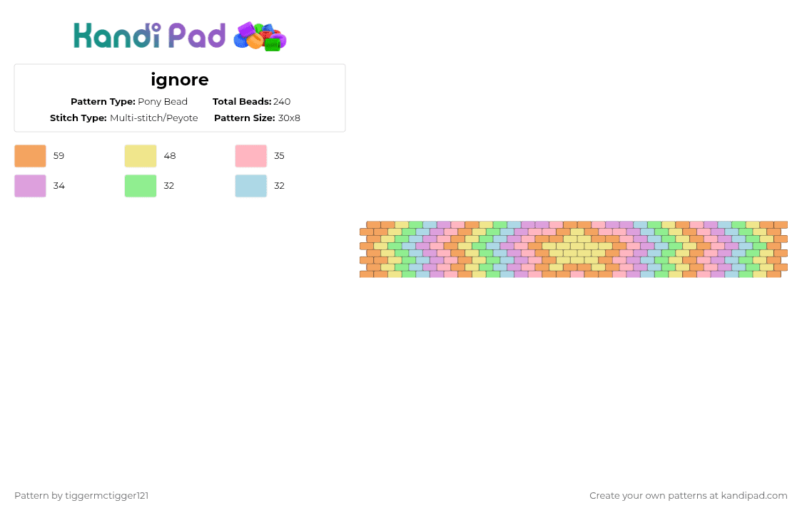ignore - Pony Bead Pattern by tiggermctigger121 on Kandi Pad - yellow,orange,pink