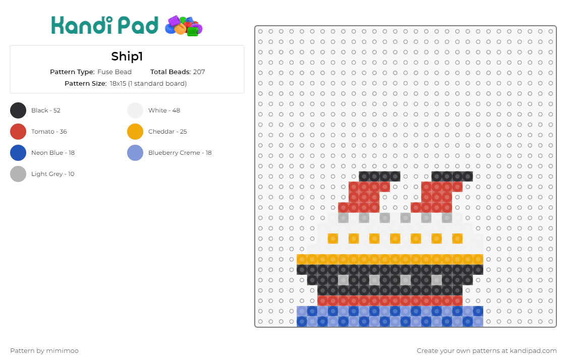 Ship1 - Fuse Bead Pattern by mimimoo on Kandi Pad - cruise ship,boat,seafaring,nautical,classic,creative rendition,enthusiasts,collection,quaint