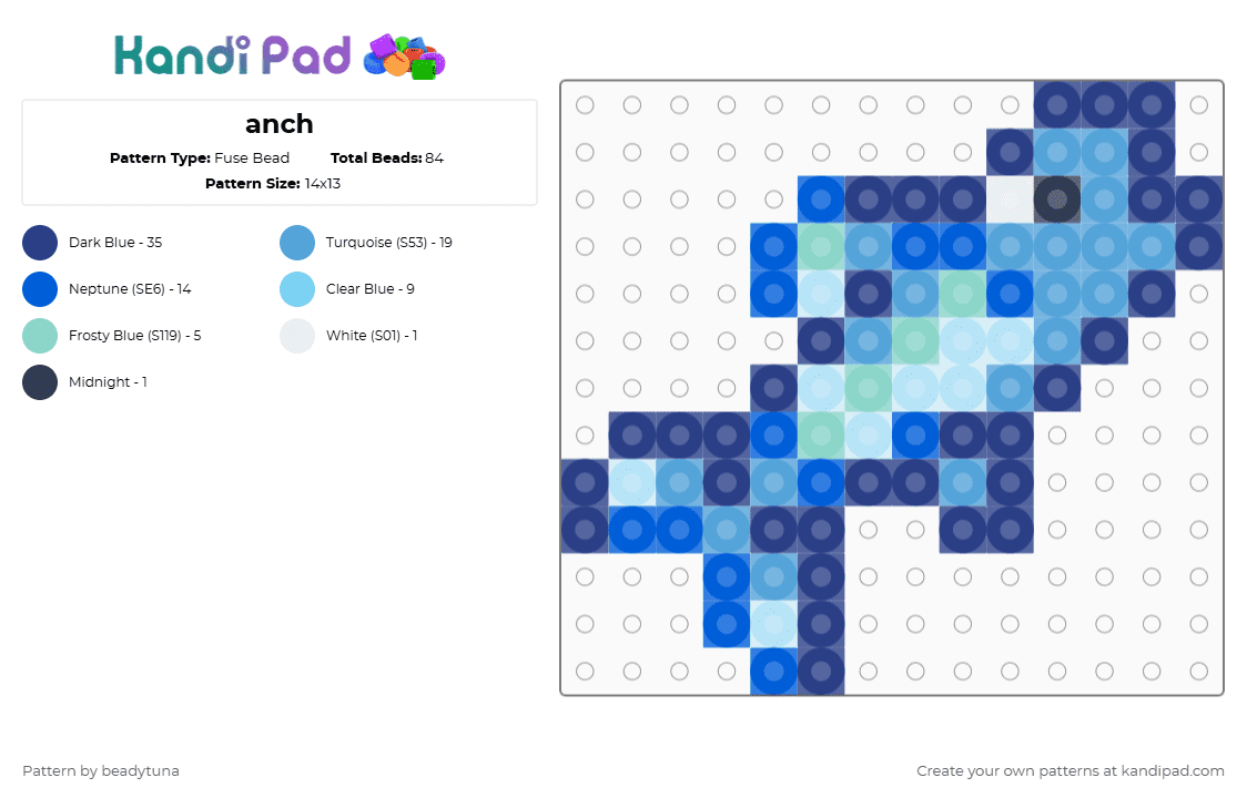 anch - Fuse Bead Pattern by beadytuna on Kandi Pad - blue,light blue