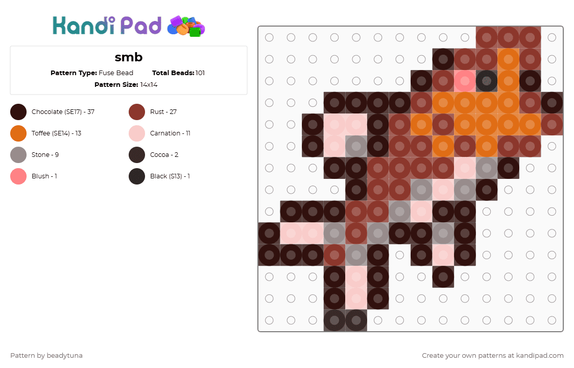 smb - Fuse Bead Pattern by beadytuna on Kandi Pad - red,brown