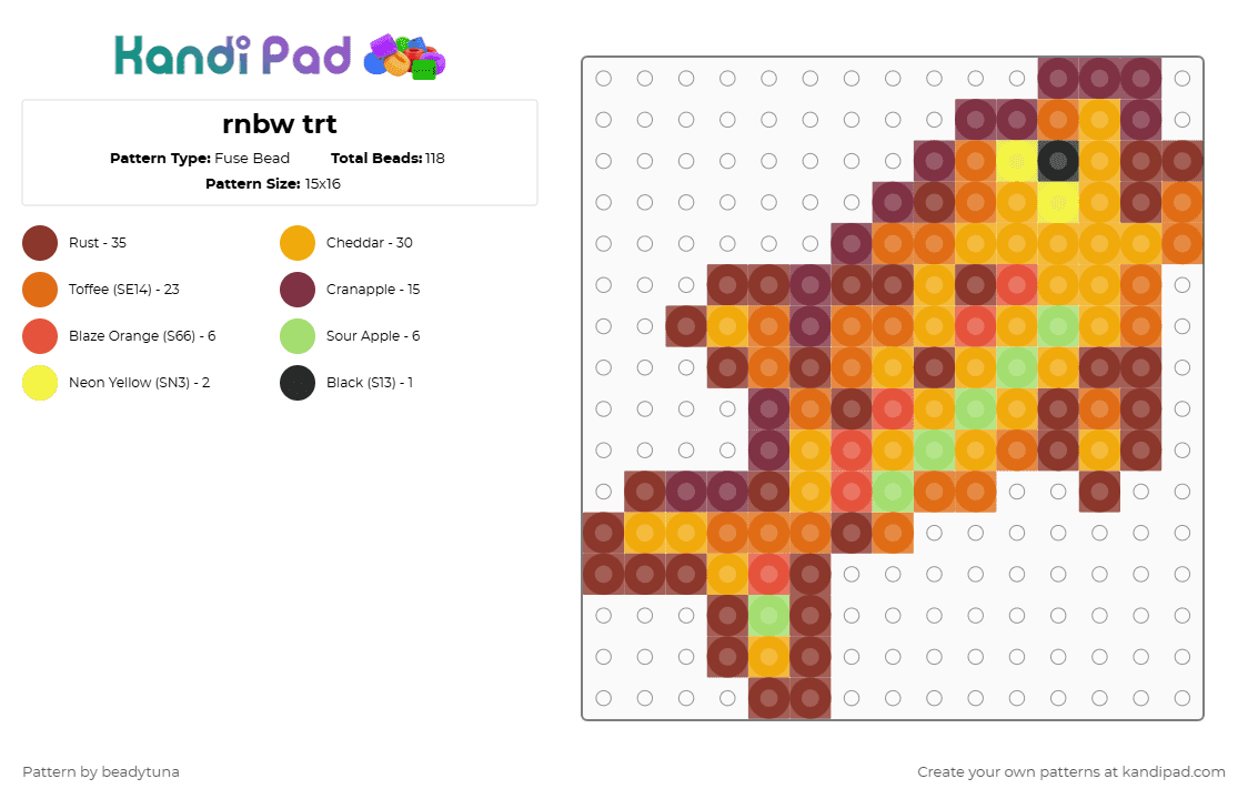 rnbw trt - Fuse Bead Pattern by beadytuna on Kandi Pad - orange,red