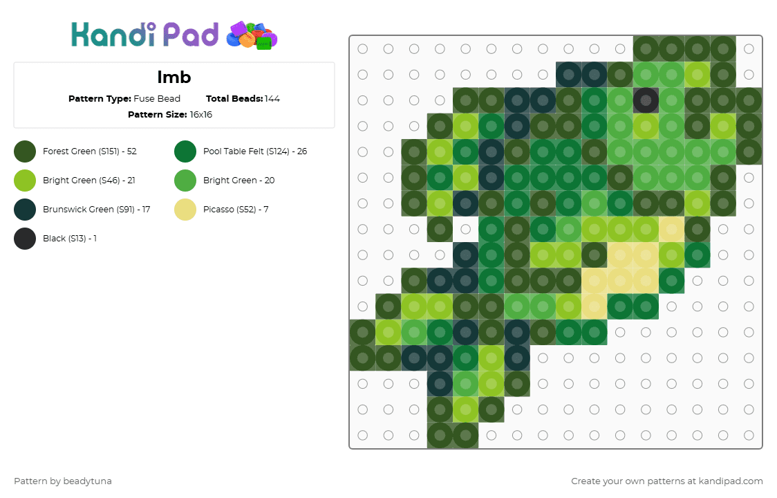 lmb - Fuse Bead Pattern by beadytuna on Kandi Pad - gold,green