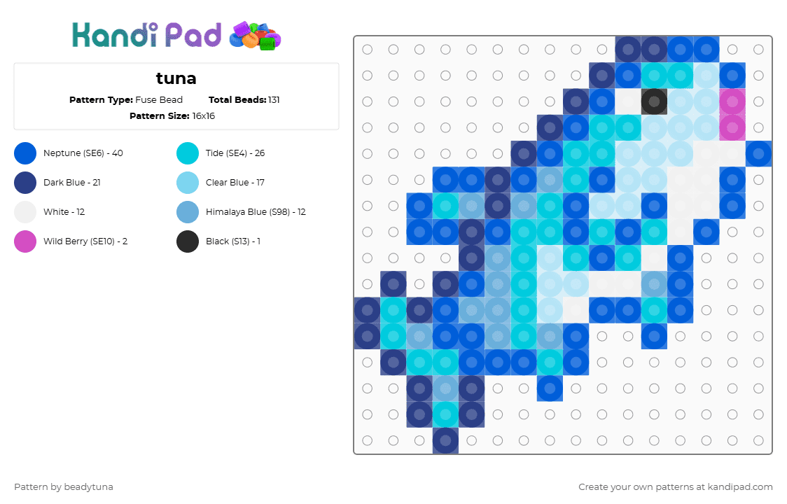 tuna - Fuse Bead Pattern by beadytuna on Kandi Pad - blue,light blue