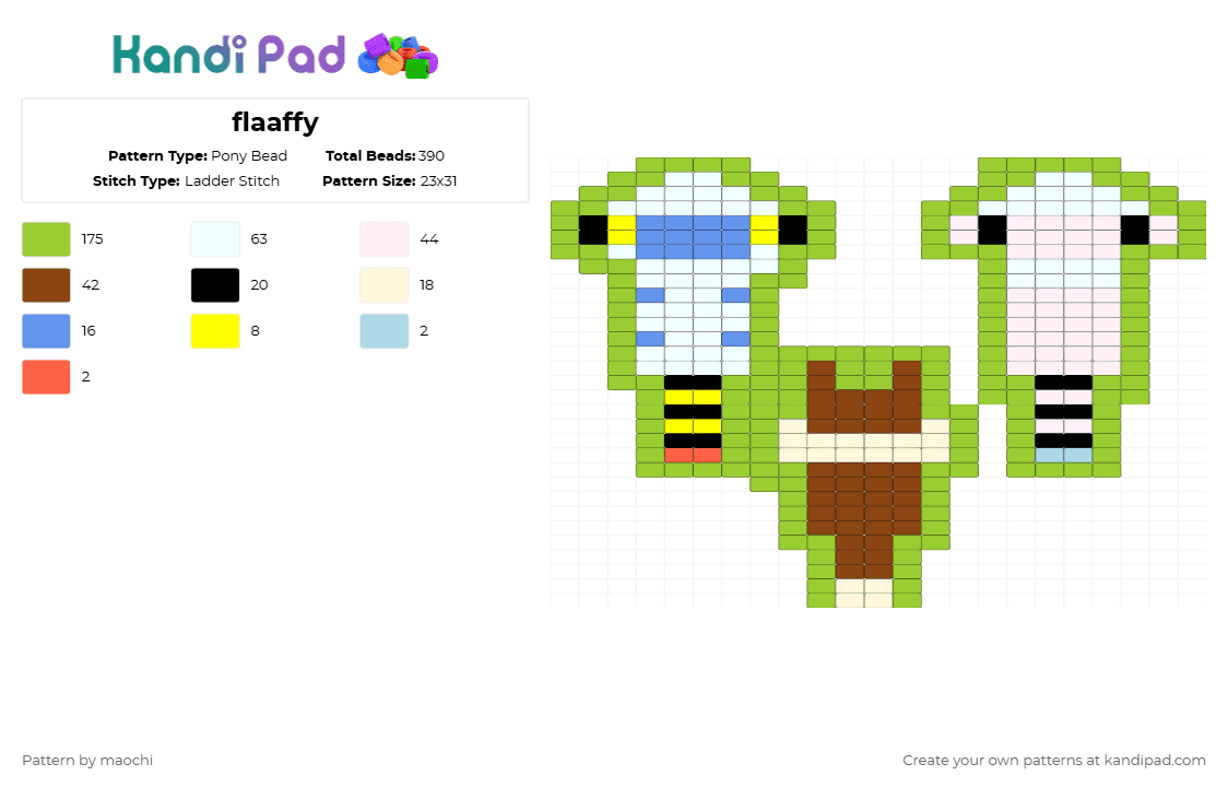 flaaffy - Pony Bead Pattern by maochi on Kandi Pad - green