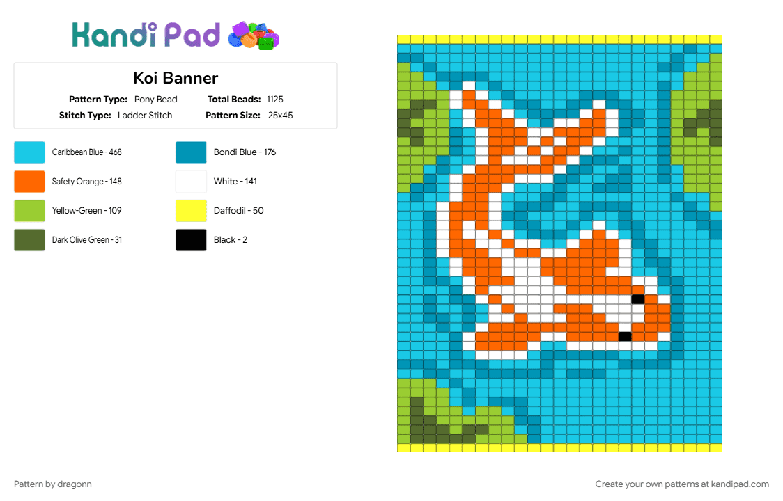 Koi Banner - Pony Bead Pattern by dragonn on Kandi Pad - light blue