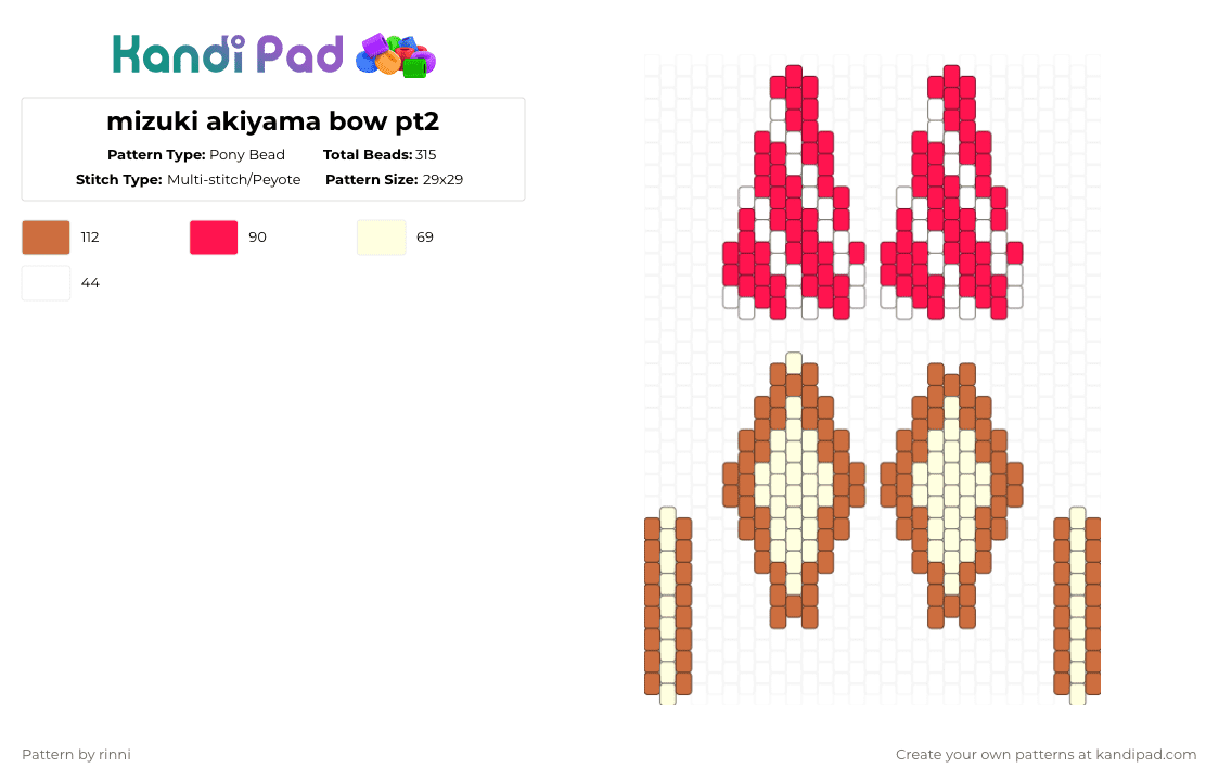 mizuki akiyama bow pt2 - Pony Bead Pattern by rinni on Kandi Pad - red,orange,pjsk,prsk,project sekai,mizuki,mizuki akiyama,bow,pjsk mizuki,hatsune miku colorful stage