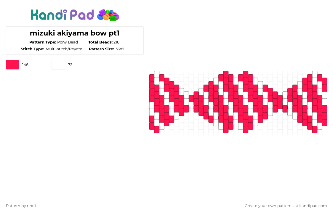 mizuki akiyama bow pt1 - Pony Bead Pattern by rinni on Kandi Pad - white,red,pjsk,project sekai,prsk,mizuki,mizuki akiyama,pjsk mizuki,bow,bow tie
