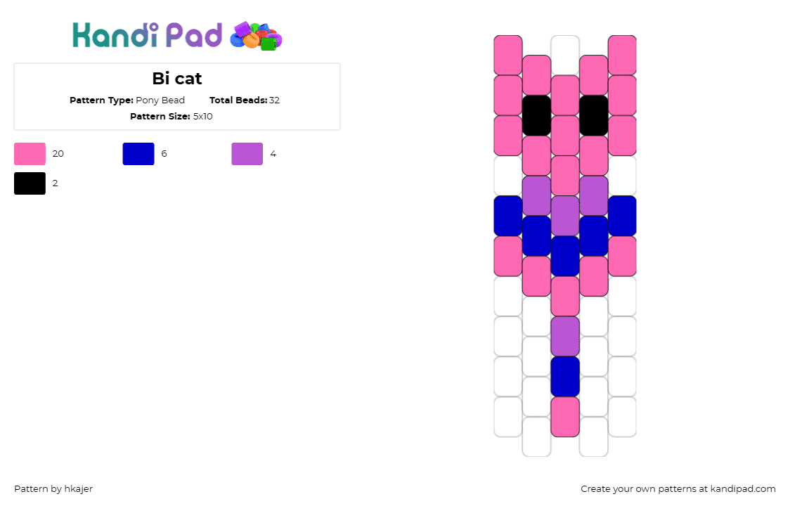 Bi cat - Pony Bead Pattern by hkajer on Kandi Pad - bisexual,pride,cat,kitten,identity,spirit,cute,expression,support,pink