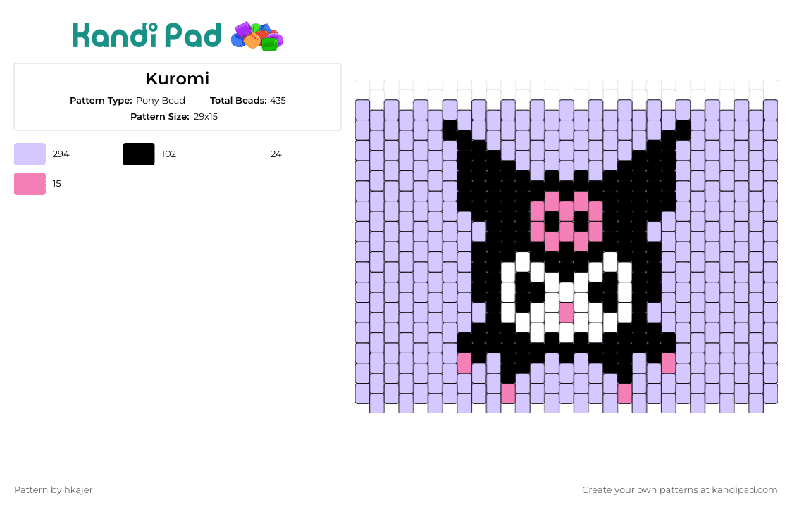 bag front - Pony Bead Pattern by hkajer on Kandi Pad - kuromi,sanrio,bag,panel,character,mischievous,playful,charming,adornment,black,purple
