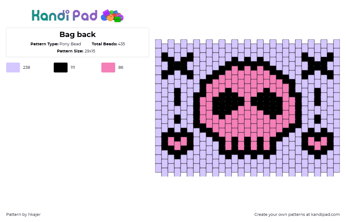 Bag back - Pony Bead Pattern by hkajer on Kandi Pad - kuromi,skull,sanrio,bag,panel,purple,pink