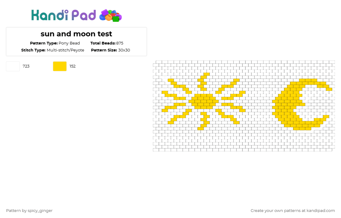 sun and moon test - Pony Bead Pattern by spicy_ginger on Kandi Pad - white