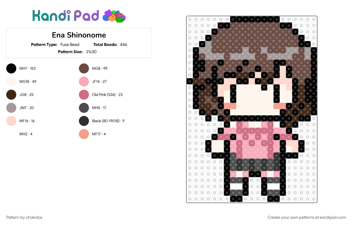 Ena Shinonome - Fuse Bead Pattern by chokolos on Kandi Pad - anime, brown, ena, enanan, game, n25, pjsk, project sekai, shinonome