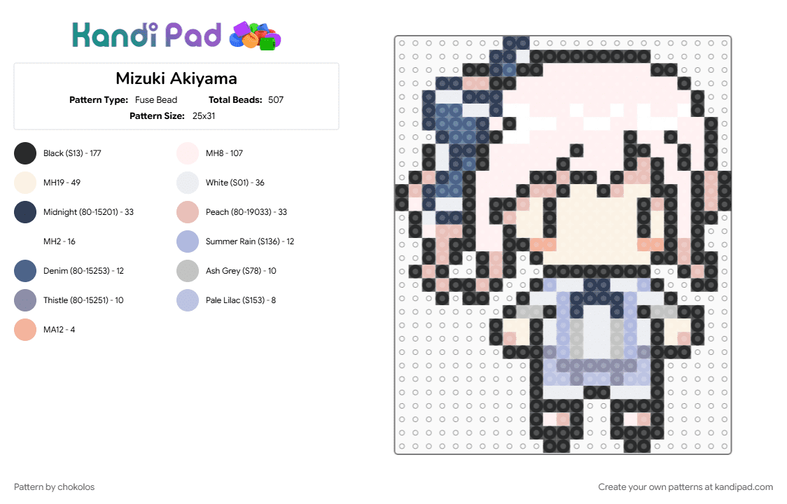 Mizuki Akiyama - Fuse Bead Pattern by chokolos on Kandi Pad - amia, beige, character, cute, mizuki, mizuki akiyama, n25, pjsk, project sekai, purple, white