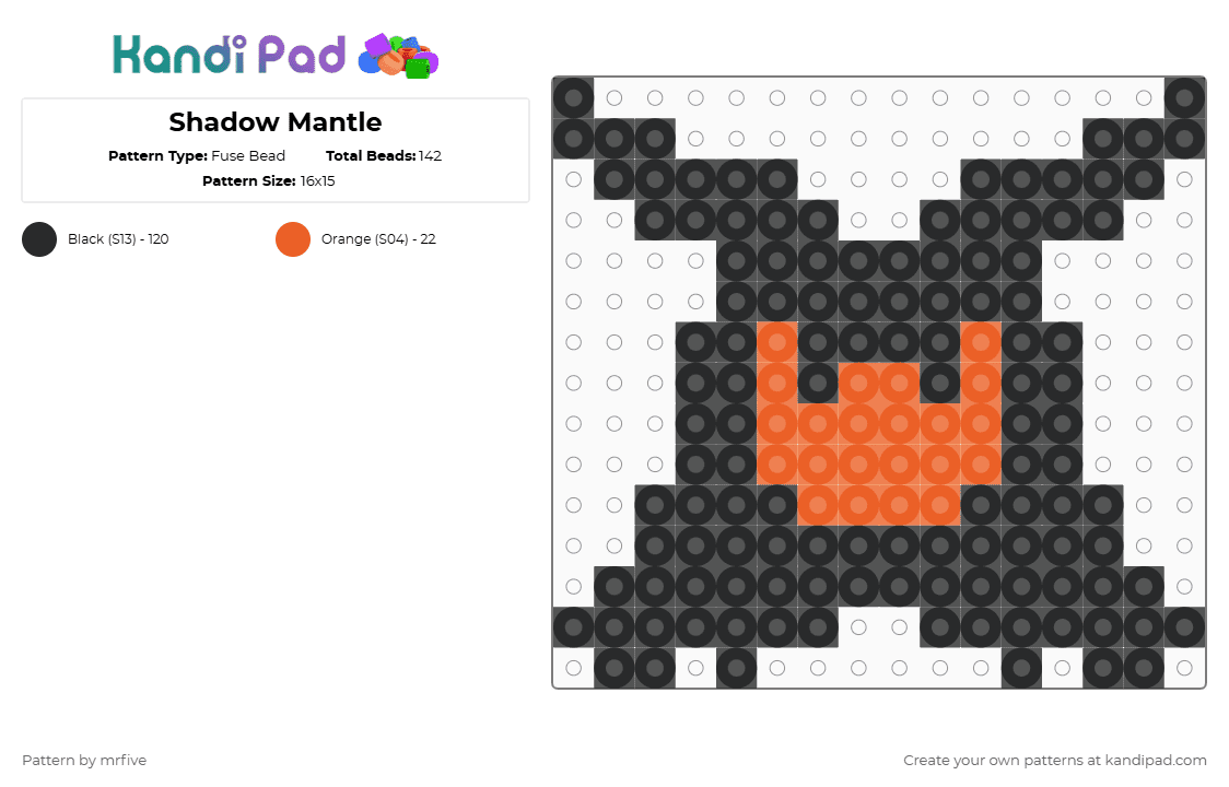 Shadow Mantle - Fuse Bead Pattern by mrfive on Kandi Pad - black