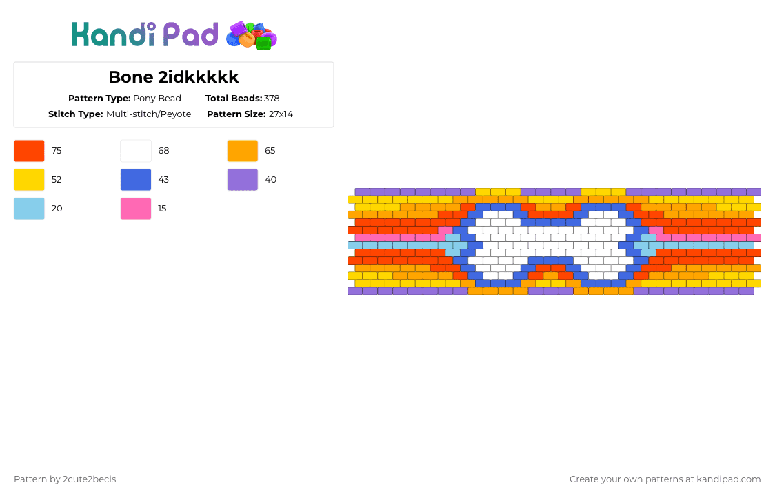 Bone 2idkkkkk - Pony Bead Pattern by 2cute2becis on Kandi Pad - red,orange,yellow,colorful