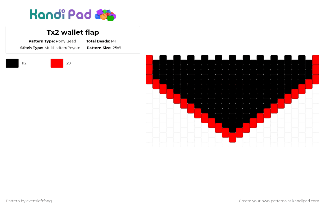 Tx2 wallet flap - Pony Bead Pattern by evensleftfang on Kandi Pad - black
