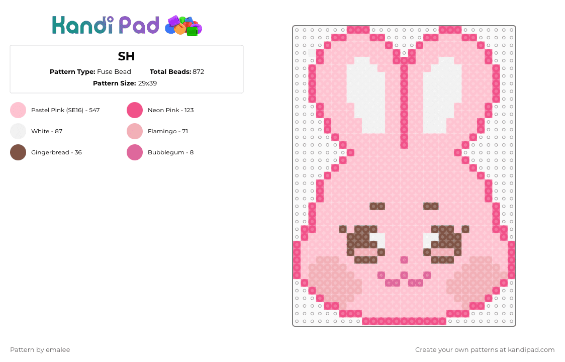 SH - Fuse Bead Pattern by emalee on Kandi Pad - pink