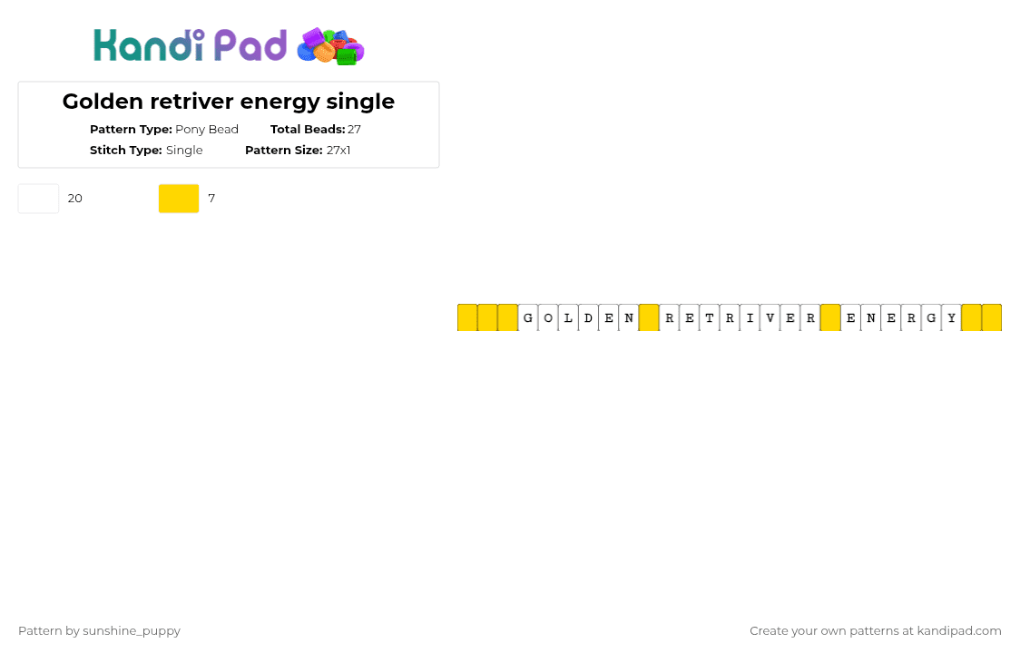 Golden retriver energy single - Pony Bead Pattern by sunshine_puppy on Kandi Pad - white