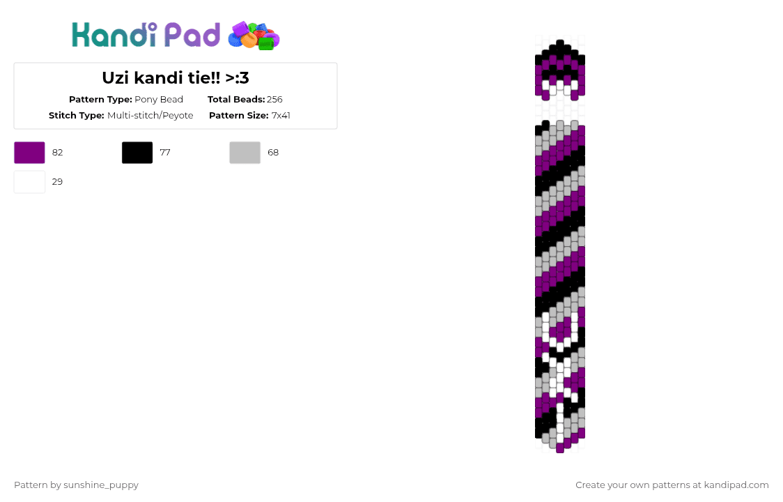 Uzi kandi tie!! >:3 - Pony Bead Pattern by sunshine_puppy on Kandi Pad - pink,beige