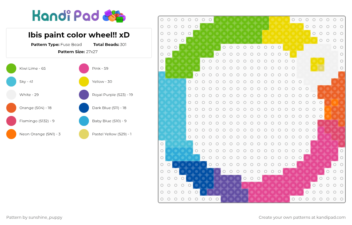 Ibis paint color wheel!! xD - Fuse Bead Pattern by sunshine_puppy on Kandi Pad - color wheel,ibis paint,app,software,rainbow,paint,colorful,green,yellow,light blue,pink