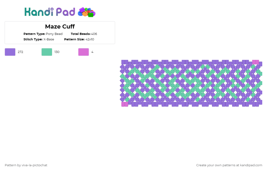 Maze Cuff - Pony Bead Pattern by viva-la-pictochat on Kandi Pad - maze,cuff,xbase,puzzle,teal,purple,cotdmazes