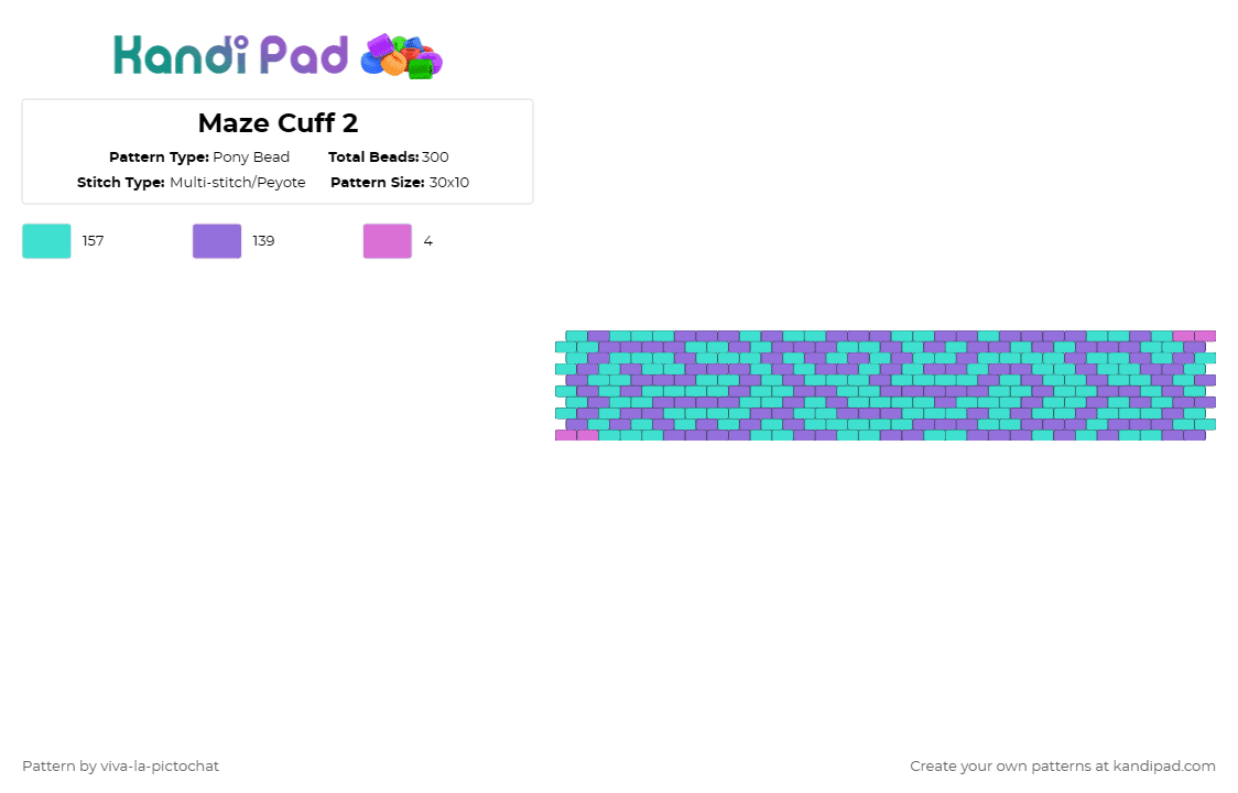 Maze Cuff 2 - Pony Bead Pattern by viva-la-pictochat on Kandi Pad - purple,light blue,cotdmazes,maze