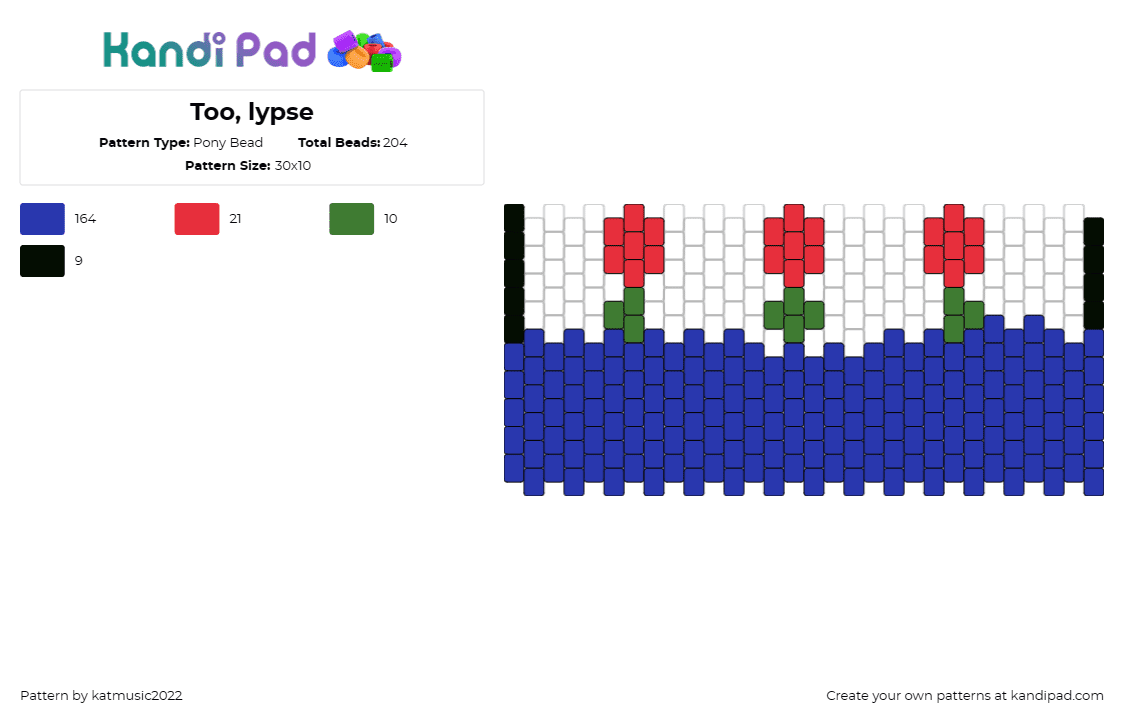 Too, lypse - Pony Bead Pattern by katmusic2022 on Kandi Pad - tulips,flowers,garden,blue,red