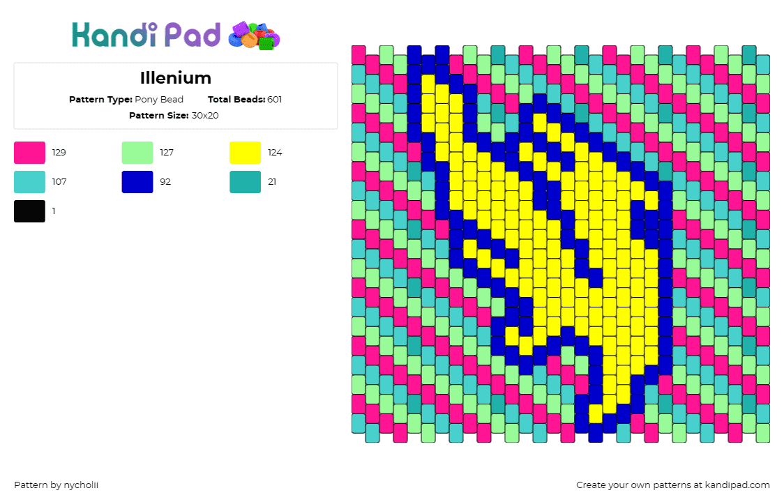 Illenium - Pony Bead Pattern by nycholii on Kandi Pad - illenium,music,edm,dj,stripes,rhythm,vibrant,logo,electronic,culture,yellow