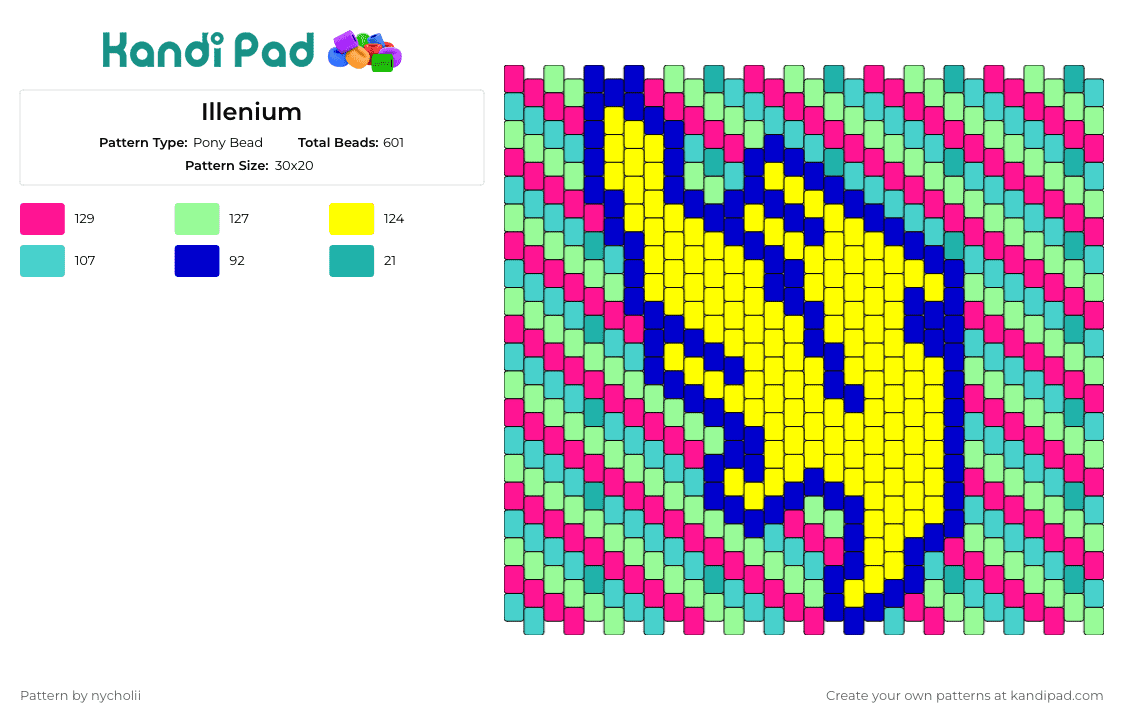 Illenium - Pony Bead Pattern by nycholii on Kandi Pad - illenium,music,edm,dj,stripes,rhythm,vibrant,logo,electronic,culture,yellow