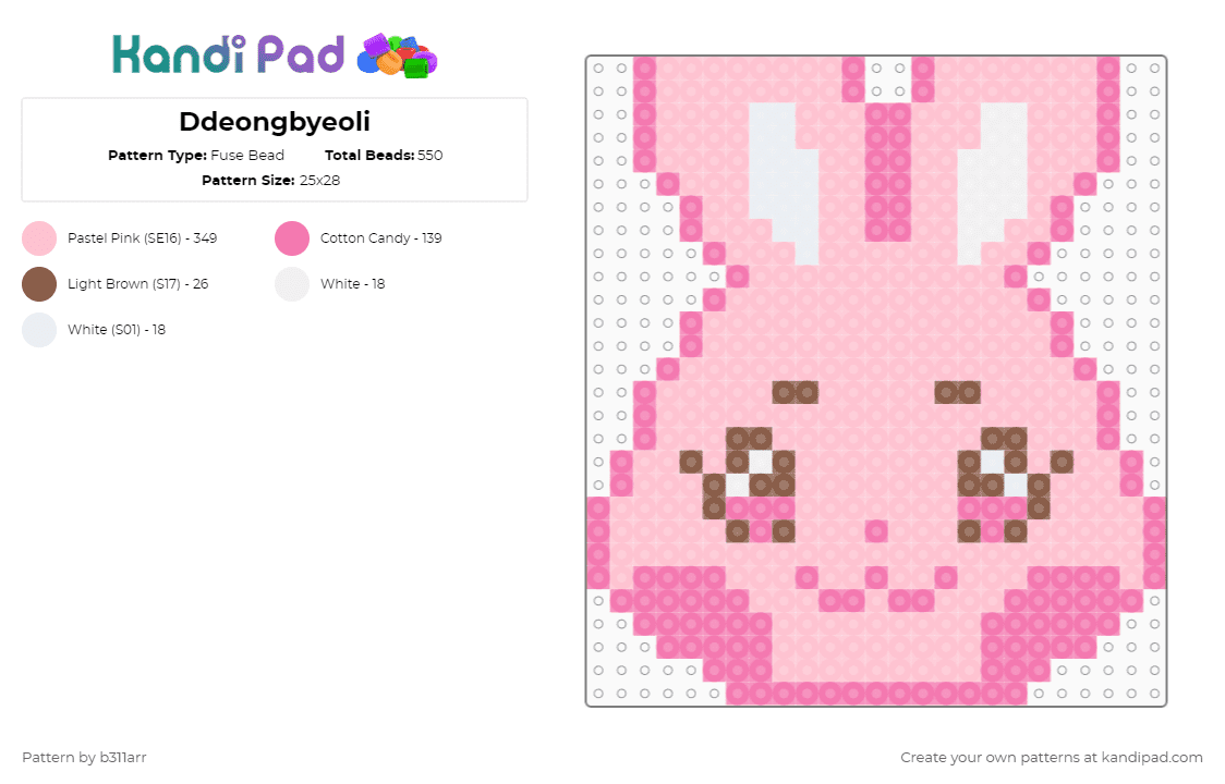 Ddeongbyeoli - Fuse Bead Pattern by b311arr on Kandi Pad - pink