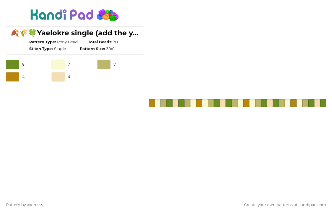 🍂🌾🍀Yaelokre single (add the y or yaelokre)🍀🌾🍂 - Pony Bead Pattern by axorossy on Kandi Pad - beige,green,yaelokre,y,singer,music