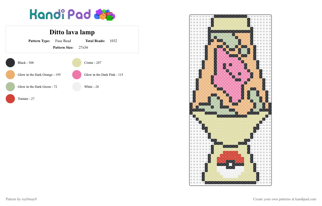 Ditto lava lamp - Fuse Bead Pattern by ray0may0 on Kandi Pad - yellow,orange