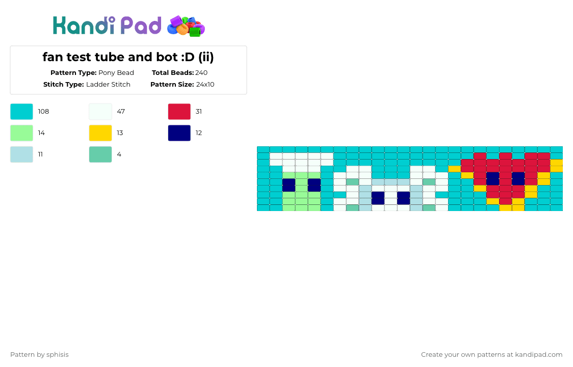 fan test tube and bot :D (ii) - Pony Bead Pattern by sphisis on Kandi Pad - light blue,inanimate insanity,ii,fan,test tube,bot,osc,bfdi