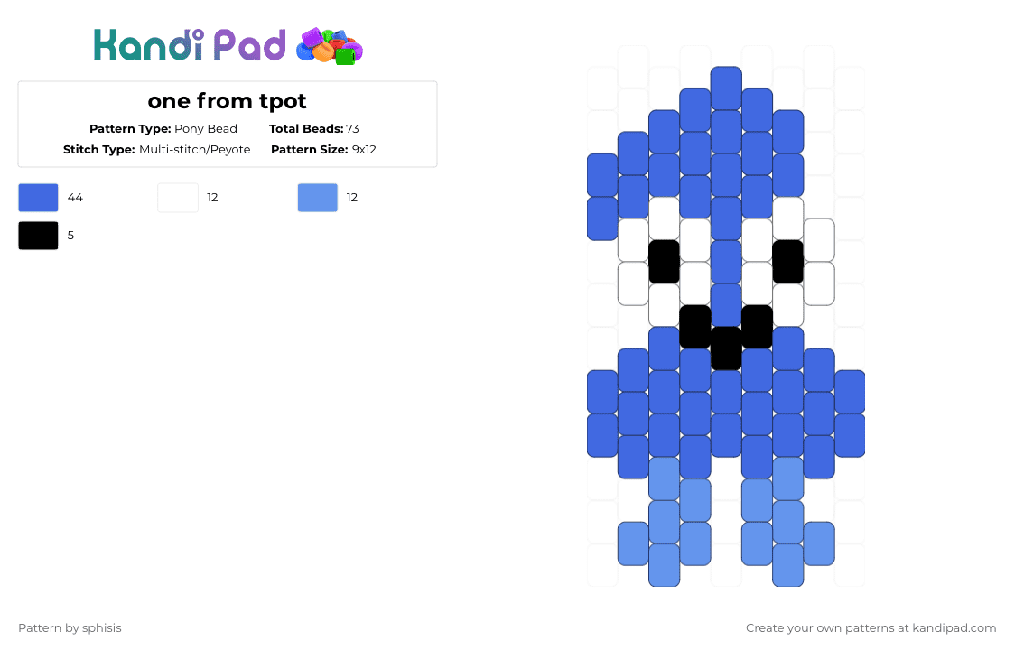one from tpot - Pony Bead Pattern by sphisis on Kandi Pad - blue,tpot,the power of two,bfdi,one,osc,object show,battle for dream island,algebralien